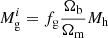 $ M_{\mathrm{g}}^i=f_{\mathrm{g}}\frac{\Omega_{\mathrm{b}}}{\Omega_{\mathrm{m}}}M_{\mathrm{h}} $