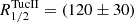 $ R^{\mathrm{TucII}}_{1/2} = (120 \pm 30) $