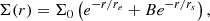 $$ \begin{aligned} \Sigma (r) = \Sigma _{0} \left( e^{-r/ r_e} + B e^{-r/r_s}\right), \end{aligned} $$