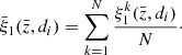 $$ \begin{aligned} \bar{\xi }_1(\bar{z}, d_i) = \sum ^N_{k=1} \frac{\xi ^k_1(\bar{z}, d_i)}{N}\cdot \end{aligned} $$