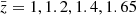 $ \bar{z} = 1, 1.2, 1.4, 1.65 $