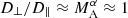 $ D_{\perp}/D_{\parallel} \approx M_{\mathrm{A}}^{\alpha} \approx 1 $