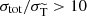 $ \sigma_{\mathrm{tot}}/\sigma_{\mathrm{\widetilde{T}}} > 10 $