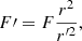 $$ \begin{aligned} F\prime = F\frac{r^2}{r^{\prime 2}}, \end{aligned} $$