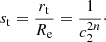 $$ \begin{aligned} s_{\rm t}={r_{\rm t}\over R_{\rm {e}}} = {1\over c_2^{2n}}\cdot \end{aligned} $$