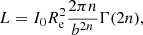 $$ \begin{aligned} L = I_0R_{\rm {e}}^2 {2\pi n\over b^{2n}} \Gamma (2n), \end{aligned} $$
