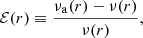 $$ \begin{aligned} \mathcal{E}(r)\equiv {\nu _{\rm a}(r) - \nu (r)\over \nu (r)}, \end{aligned} $$