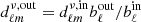 $ d_{\ell m}^{\nu,\rm out}=d_{\ell m}^{\nu,\rm in}b_\ell^{\mathrm{out}}/b_\ell^{\mathrm{in}} $