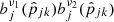 $ b^{\nu_1}_j(\hat p_{jk})b^{\nu_2}_j(\hat p_{jk}) $