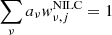 $ \sum_\nu a_\nu w^{\mathrm{NILC}}_{\nu, j}=1 $