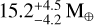 $15.2_{ - 4.2}^{ + 4.5}{{\rm{M}}_ \oplus }$