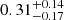 $ 0.31^{+0.14}_{-0.17} $