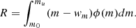 $$ \begin{aligned} R = \int _{m_0}^{m_u} (m-w_m) \phi (m) dm. \end{aligned} $$