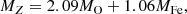 $$ \begin{aligned} M_Z = 2.09 M_{\rm O} + 1.06 M_{\rm Fe}, \end{aligned} $$