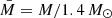 $ \bar{M}=M/1.4\,M_{\odot} $
