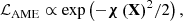 $$ \begin{aligned} \mathcal{L} _{\rm AME} \propto \exp \left({-\boldsymbol{\chi \left(\mathbf X \right)}^2/2}\right), \end{aligned} $$