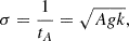 $$ \begin{aligned} \sigma = \frac{1}{t_A} = \sqrt{Agk}, \end{aligned} $$