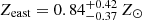 $ Z_{\mathrm{east}}=0.84^{+0.42}_{-0.37}\,Z_{\odot} $