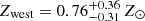 $ Z_{\mathrm{west}}=0.76^{+0.36}_{-0.31}\,Z_{\odot} $