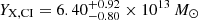 $ Y_{\mathrm{X,CI}}=6.40^{+0.92}_{-0.80}\times 10^{13}\,M_{\odot} $