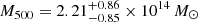 $ M_{500}=2.21^{+0.86}_{-0.85}\times10^{14}\,M_{\odot} $