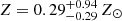 $ Z=0.29_{-0.29}^{+0.94}\,Z_{\odot} $