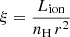 $$ \begin{aligned} \xi = \frac{L_{\rm ion}}{n_{\rm H}\,r^{2}} \end{aligned} $$