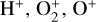 $\[\mathrm{H}^{+}, \mathrm{O}_{2}^{+}, \mathrm{O}^{+}\]$