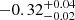 $ -0.32_{-0.02}^{+0.04} $
