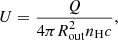 $$ \begin{aligned} U = \frac{Q}{4 \pi R_{\rm out}^2 n_{\rm H}c}, \end{aligned} $$
