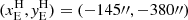 $ (x_{\mathrm{E}}^{\mathrm{H}},\mathit{y}_{\mathrm{E}}^{\mathrm{H}})=(-145\prime\prime,-380\prime\prime) $