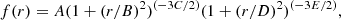 $$ \begin{aligned} f(r) = A (1+ (r/B)^{2})^{(-3C/2)} (1+ (r/D)^{2})^{(-3E/2)}, \end{aligned} $$