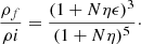 $$ \begin{aligned} \frac{\rho _{f}}{\rho {i}}&= \frac{(1+N \eta \epsilon )^3}{(1+ N \eta )^5}\cdot \end{aligned} $$