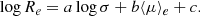 $$ \begin{aligned} \log R_e = a \log \sigma + b \langle \mu \rangle _e + c. \end{aligned} $$