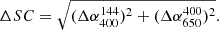 $$ \begin{aligned} \Delta SC=\sqrt{(\Delta \alpha _{400}^{144})^2+(\Delta \alpha _{650}^{400})^2} . \end{aligned} $$