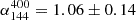 $ \alpha_{144}^{400}=1.06 \pm 0.14 $