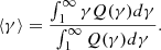 $$ \begin{aligned} \langle \gamma \rangle =\frac{\int _1^{\infty }\gamma Q(\gamma )d\gamma }{\int _1^{\infty } Q(\gamma )d\gamma }. \end{aligned} $$