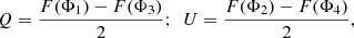 $$ \begin{aligned} Q= \frac{F(\Phi _1)-F(\Phi _3)}{2}; \,\,\, U=\frac{F(\Phi _2)-F(\Phi _4)}{2} , \end{aligned} $$