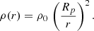 $$ \begin{aligned} \rho (r) = \rho _0\, \left(\frac{R_p}{r}\right)^2. \end{aligned} $$