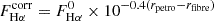 $ {F}_{\mathrm{H}\alpha}^{\mathrm{corr}}={F}_{\mathrm{H}\alpha}^{0}\times 10^{-0.4(r_{\mathrm{petro}}-r_{\mathrm{fibre}})} $