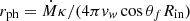 $ r_{\mathrm{ph}} = {\dot{M}\kappa}/({4 \pi v_w \cos \theta_f R_{\mathrm{in}}}) $