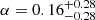 $ \alpha=0.16^{+0.28}_{-0.28} $