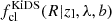 $ f_{\mathrm{cl}}^{\mathrm{KiDS}} (R | z_{\mathrm{l}},\lambda,b) $