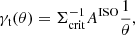 $$ \begin{aligned} \gamma _{\rm t}(\theta ) = \Sigma _{\rm crit}^{-1} A^\mathrm{ISO} \frac{1}{\theta }, \end{aligned} $$