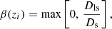 $$ \begin{aligned} \beta (z_i)=\mathrm{max}\left[0,\,\frac{D_{\rm ls}}{D_{\rm s}}\right], \end{aligned} $$