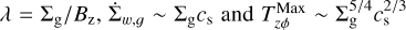 $\lambda = {\Sigma _{\rm{g}}}/{B_{\rm{z}}},{{\dot \Sigma }_{w,g}}\~{\Sigma _{\rm{g}}}{c_{\rm{s}}}{\rm{ and }}T_{z\phi }^{{\rm{Max}}}\~\Sigma _{\rm{g}}^{5/4}c_{\rm{s}}^{2/3}$