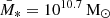 $ \bar{M}_*=10^{10.7}\,\mathrm{M}_{\odot} $