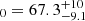 $ _{0}=67.3^{+10}_{-9.1} $