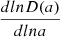 $ {\displaystyle \frac{dlnD(a)}{dlna}} $