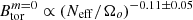 $ B_{\mathrm{tor}}^{m=0}\propto ({N_{\mathrm{eff}}/\Omega_o})^{-0.11\pm 0.05} $
